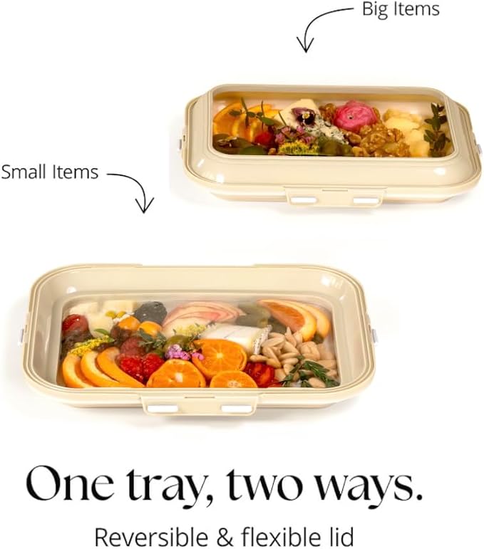 Crudités Portable Stretch-Lid Snack Tray, Rectangle 2-Pack, Sage Green - Image 2