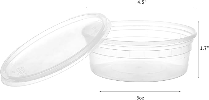 [48Set-8oz] Plastic Deli Food Storage Containers With Lids Disposable Clear Small Togo Jars Bowls For Soup, Meal Prep, Slime | BPA Free | Stackable | Leakproof | Microwave | Dishwasher | Freezer Safe - Image 2