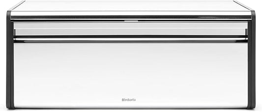 Brabantia Rectangular Fall Front Bread Box | Brilliant Steel | Large Metal Front Opening Bread Store for Kitchen Countertop | Flat Top for Extra Storage, Magnet Closing Lid | Fits 2 Loaves by Unknown