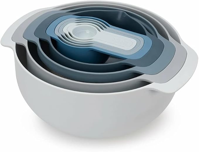 Joseph Joseph Nest 9 Piece Compact Food Preparation Set with Mixing Bowls, Measuring cups, Sieve and Colander, Space Saving, Blue by Unknown