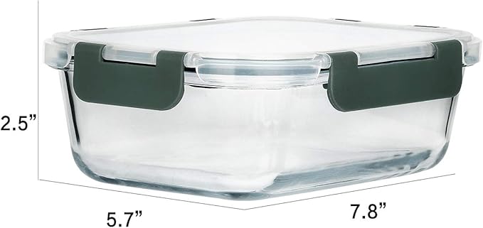 M MCIRCO 8 Pack,30 oz Glass Food Storage Containers with Lids, Gray | Glass Meal Prep Containers,Airtight Lunch Containers with Lids, Microwave, Oven, Freezer and Dishwasher Friendly, BPA Free - Image 2