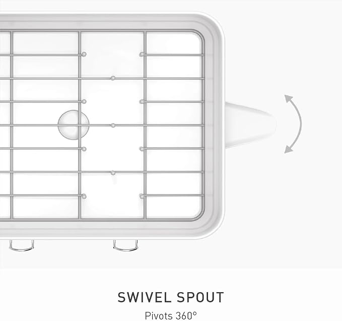 simplehuman Steel Frame Dishrack, Large Capacity Dish Drying Rack, 360º Easy Drain Swivel Spout, Utensil & Wine Glass Holder, Anti-Residue Coating, Moisture Control Surface, White - Image 3