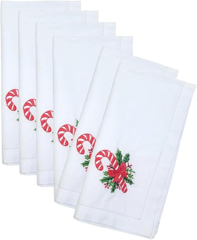 – Embroidered Cloth Napkin Candy Christmas Design, Set of 6 100% Cotton Hemstitch Table Napkins 18x18, Machine Washable – Festive Holiday & Everyday Dining, Great Gift Ideas by Unknown