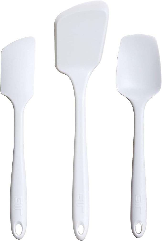 GIR: Get It Right 3-Piece Ultimate Silicone Kitchen Utensils Set - Spatula, Flip & Spoonula - Non toxic Cooking Utensils for Nonstick Cookware, Cooking and Baking - Studio White by GIRGetItRight