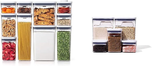 OXO Good Grips 10-Piece POP Container Set (White) and 8-Piece Baking Essentials POP Container Set (White) by Unknown