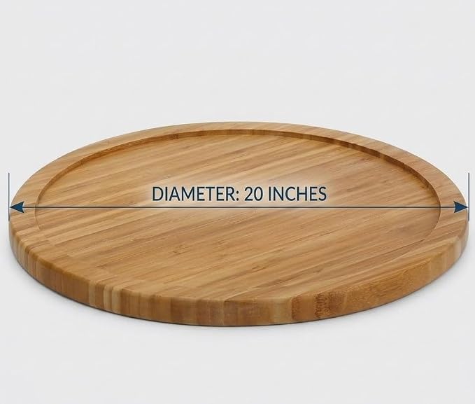 YBM Home Bamboo Wooden Non-Skid Lazy Susan Turntable Fully Rotating Pantry Cabinet - Image 2