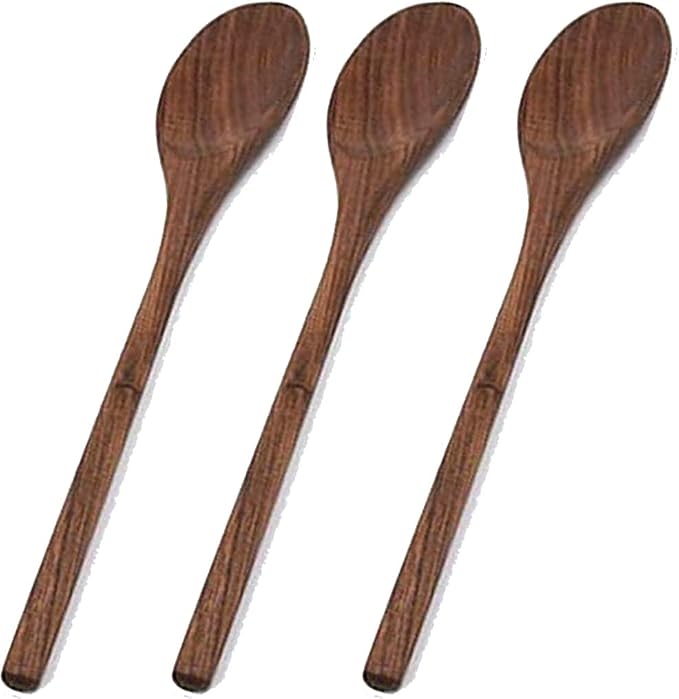 3PCS Wooden Spoon for Cooking 13.6" Slotted Spoon Walnut Wood Mixing Spoon for Soup Stirring Nonstick Kitchen Serving Spoons Scooper Utensil Long Comfortable Handle Finish Tableware by FiunkesLightFixture