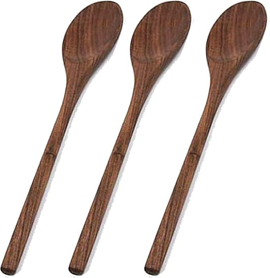 3PCS Wooden Spoon for Cooking 13.6" Slotted Spoon Walnut Wood Mixing Spoon for Soup Stirring Nonstick Kitchen Serving Spoons Scooper Utensil Long Comfortable Handle Finish Tableware by FiunkesLightFixture
