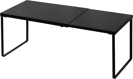 Nxconsu Expandable Cabinet Shelf, Shelf Riser for Cabinets, 8.26" Black | Edgeless Metal Cabinet Riser Holds 50 lb and Expands 14.6 to 24.6 in for Under Sink Kitchen Pantry Cupboard Shelf by Nxconsu