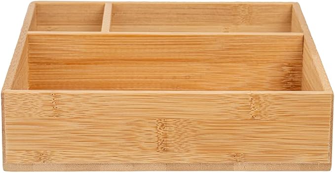 Restaurantware-8.3 x 8.3 x 2 Inch Coffee Condiment Organizer, 1 Square Creamer Organizer - 3 Compartments, Break-Resistant, Bamboo Coffee Accessory Caddy, Won't Chip, For Sugar Packets And Creamers - Image 11