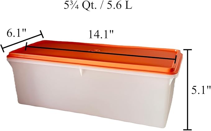 NewTupperware Jumbo Bread Saver 23-cup 5.6L Keeper Storage with Aprioct Orange Seal - Image 3