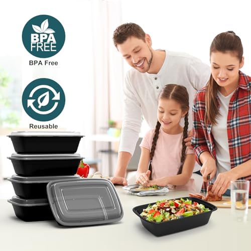 WGCC Meal Prep Containers 50Pack 38oz and Deli Containers with Lids 48 Sets-8oz, 16oz, 32oz, Leakproof, BPA Free/Microwave/Freezer/Dishwasher Safe - Image 2
