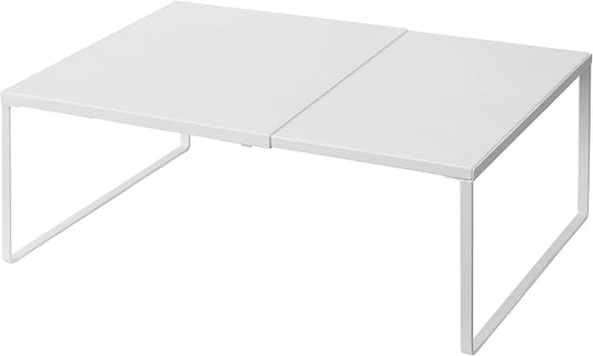 Nxconsu Expandable Cabinet Shelf, Shelf Riser for Cabinets, 11.8" White | Edgeless Metal Cabinet Riser Holds 50 lb and Expands 14.6 to 24.6 in for Under Sink Kitchen Pantry Cupboard Shelf by Nxconsu