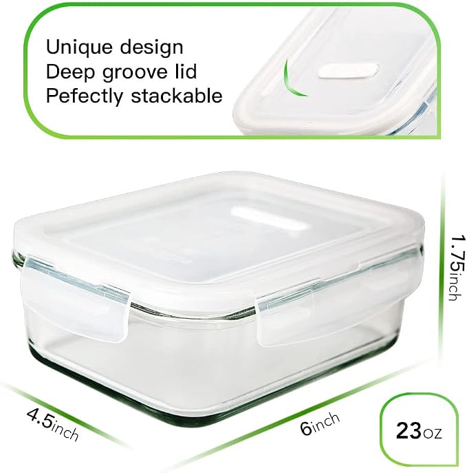 DAS TRUST 10 Pack Glass Meal Prep Containers Meal Prep Bowls Food Storage Containers Glass Food Prep Containers with Lids Lunch Container for Adults Lunch Box Bento Boxes - Image 2