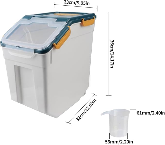 Airtight Rice Container Set 25 lbs, 4 Packs Flour Storage Containers with Wheels Seal Locking Lid, Food Storage Containers BPA Free with Measuring Cup & Scoop for Grain, Rice, Flour (Dark Blue) - Image 2