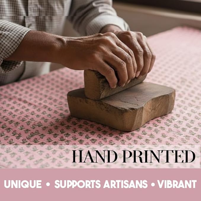 Cotton Print Dinner Napkins 18x18 inches - Washable Cloth Napkins Set of 6 - Everyday Use or Dinner Party and Events - Pink Block Printed Soft Fabric by Craftbot - Image 2