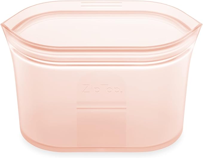 Zip Top Reusable Food Storage Bags | Small Dish [Peach] | Silicone Meal Prep Container | Microwave, Dishwasher and Freezer Safe | Made in the USA by ZipTop