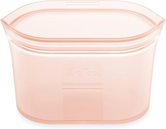 Zip Top Reusable Food Storage Bags | Small Dish [Peach] | Silicone Meal Prep Container | Microwave, Dishwasher and Freezer Safe | Made in the USA by ZipTop