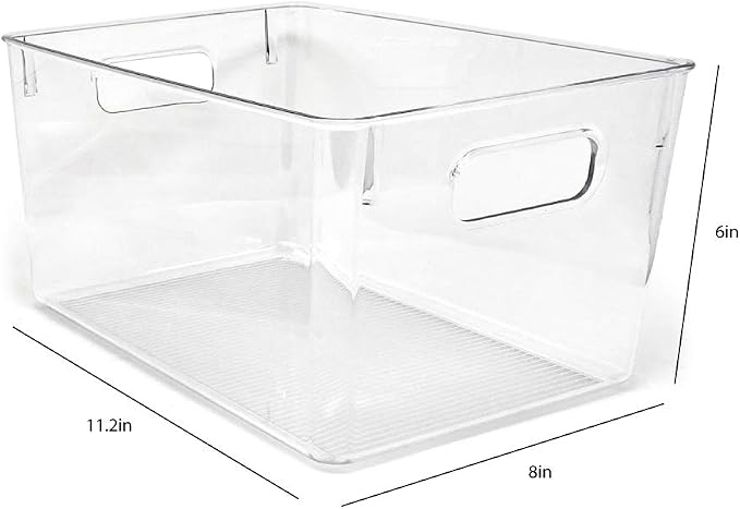 Isaac Jacobs 3-Pack Large Clear Storage Bins with Handles | Plastic Organizer for Home, Room, Office, Fridge, Kitchen/Pantry Non-Slip Container Set, Food Safe, BPA Free (3-Pack, Large) - Image 2