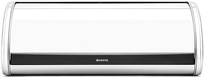 Brabantia Roll Top Bread Box | Large | Brilliant Steel | Metal Front Opening Bread Store for Kitchen Countertop | Partly Flat Top for Extra Storage, Magnet Closing Lid | Fits 2 Loaves by Unknown