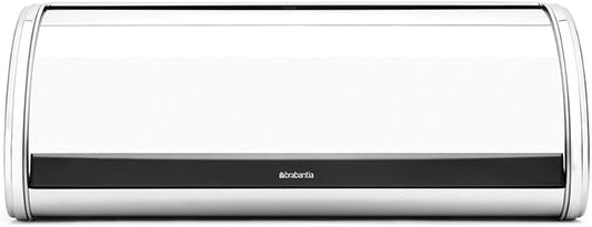 Brabantia Roll Top Bread Box | Large | Brilliant Steel | Metal Front Opening Bread Store for Kitchen Countertop | Partly Flat Top for Extra Storage, Magnet Closing Lid | Fits 2 Loaves by Unknown