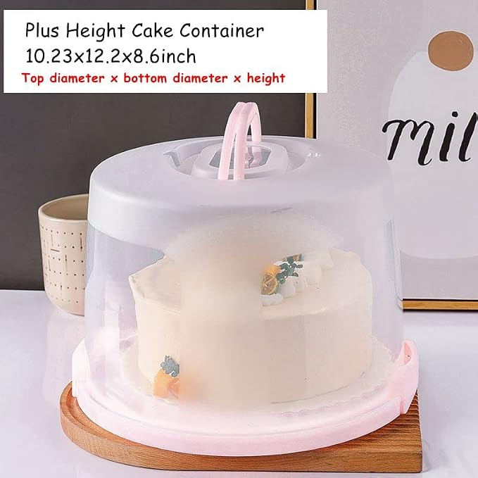 Cake Carrier Round Cake Stand Plus Height Cake Container with Cupcakes Pad, Handle, Lid Reusable Package Box for Transporting Desserts,Pie,Toast,Fruit - Image 7