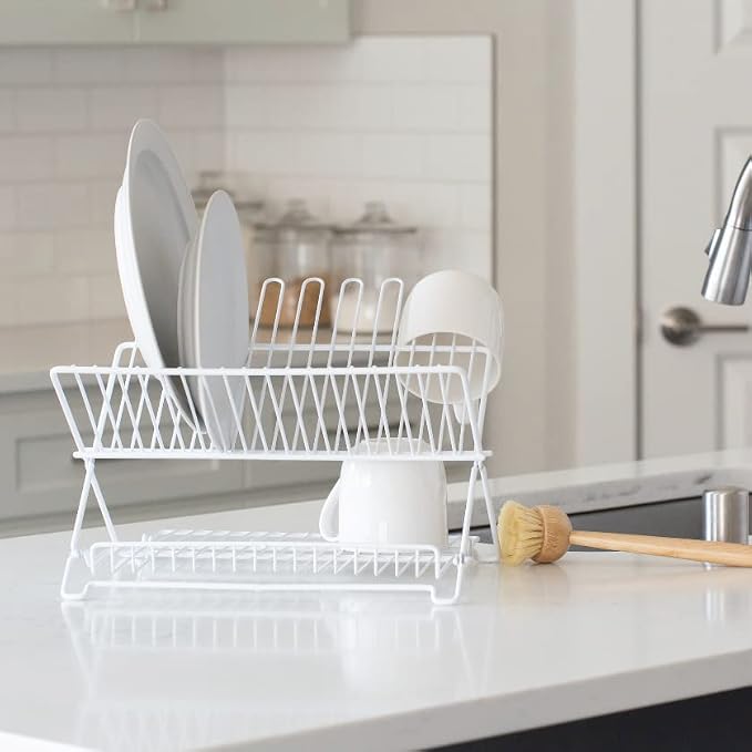 Better Houseware 1483 Junior Folding Dish Rack, White - Image 6