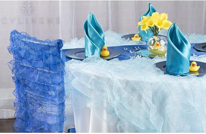 CVL 50 Pk, Satin Napkin 20"x20" Square Edge: Hemmed Material: 100% Polyester - Aqua Blue - Image 2