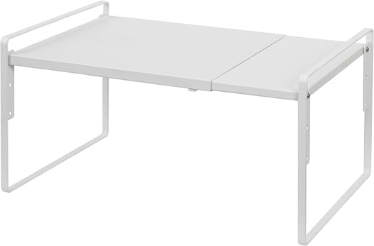 Nxconsu Cabinet Shelf Riser, Adjustable Cabinet Organizer, 10.3" Deep White | Heavy-Duty Metal Expandable Shelf Holds 50 lb with 3 Height Levels for Kitchen Cabinet Cupboard Pantry Dish Mug by Nxconsu