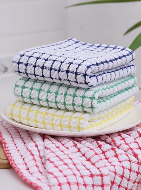 Kitinjoy Cotton 8 Pack Terry Kitchen Towels, Red | 16 x 25 Inches Super Soft and Absorbent Dish Towels, Quick Drying hand towels for kitchen Drying - Image 7