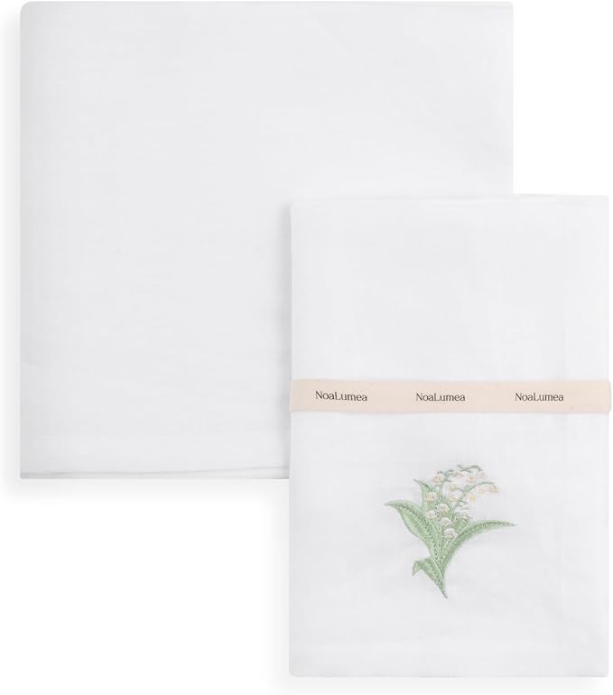 White Linen Napkins Set of 4-100% Pure Linen Embroidered Dinner Napkins 19 x 19 Inch for Spring, Summer Memorial Day - Botanical Embroidery (Lily Garden Collection) - Image 3