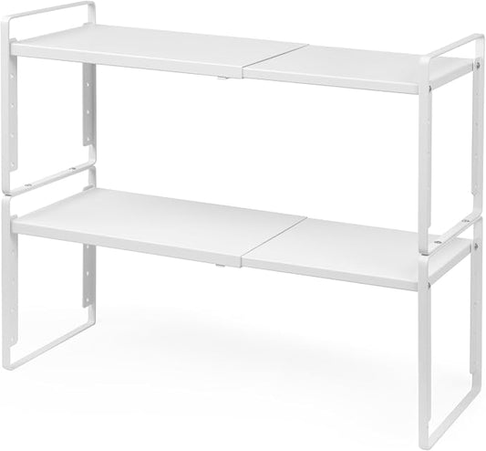 Nxconsu Kitchen Cabinet Shelf Organizers, Countertop Riser, 8.6" 2 Pack | Expandable Metal Shelf Holds 50lbs with 5 Adjustable Height Levels for Kitchen Cabinet Cupboard Pantry Countertop by Nxconsu