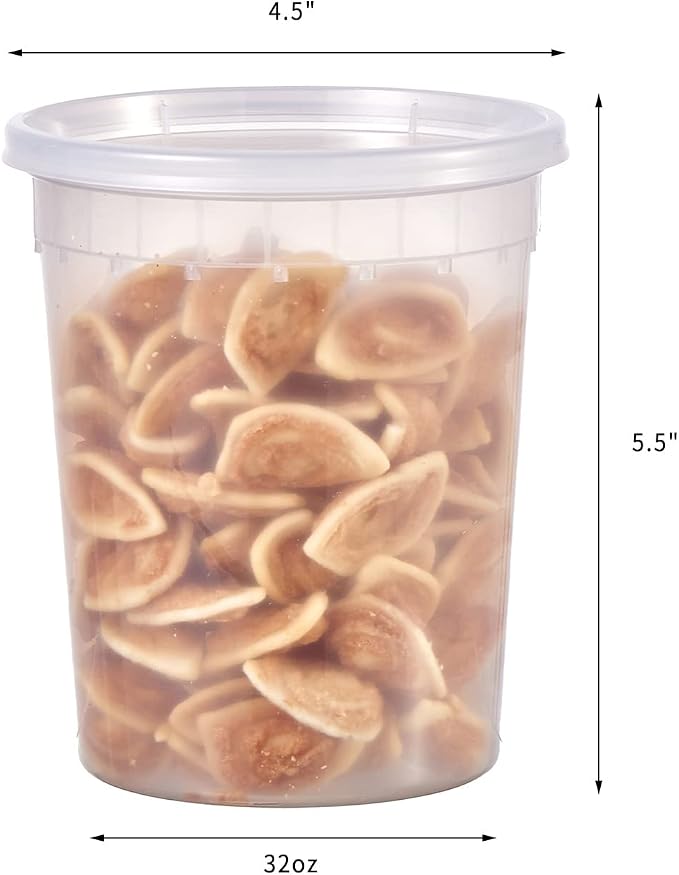 [32 oz. -24 Sets ] Plastic Deli Food Storage Soup Togo Containers With Airtight Lids Clear Disposable Takeout Quart Container Freezer Safe | Meal Prep | Stackable | Leakproof | BPA Free | Microwavable - Image 2