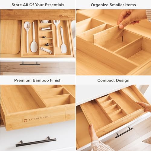 Silverware & Utensil Organizer Bundle, 18-33in & 18.5-33in | Includes two organizers, expandable 18-33 in; 18.5-33 in, food-safe bamboo, fits most drawers - Image 7