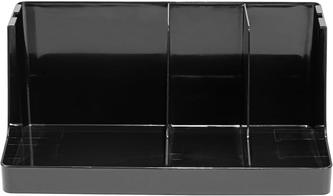 Restaurantware Restpresso Coffee Bar Organizer, 1 Count Durable 3 Compartments, Compact Size, Black Plastic Tabletop Coffee Supplies Organizer For Homes, Office Spaces, Breakrooms, and Lounges - Image 2