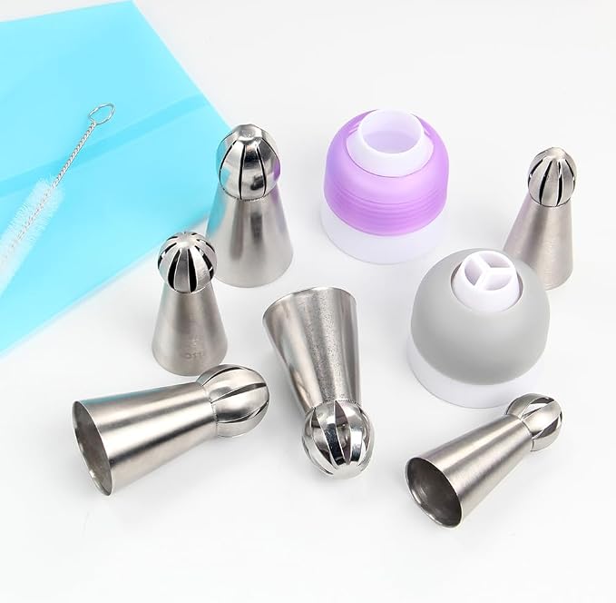 10 Pcs Stainless Steel Ball Twist Flower Icing Tips Set for Cupcakes | Ball Twist Drop Flower Piping Tips for DIY Cupcakes Bouquets, Cake Flower Decoration & Cupcakes Decorations - Image 6