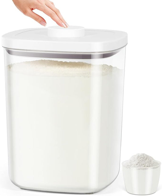 TBMAXS Airtight Rice Container 20 Lbs, Clear PET Plastic Food Storage Container Bin For Flour Sugar, Dry Food Holder with Easy Locking Lid for Kitchen Pantry Organization and Storage by TBMAXS