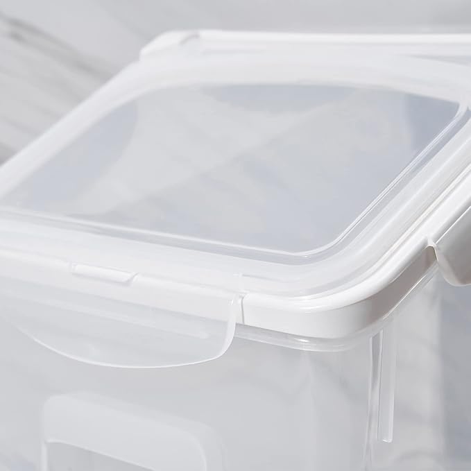 10 Liter / 20 lbs Rice Storage Container with Measuring Cup, BPA free, For Rice | Grain | Pet Food | Flour, 2 counts, Clear - Image 6