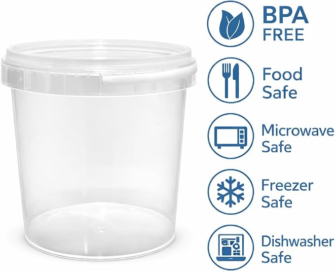4U'LIFE 128 oz [6-Pack] Tamper-Evident Containers with Lids and Handle | BPA Free, microwave-safe, freezer-safe and multi-purpose for ice cream, events and bulk food storage - Image 4