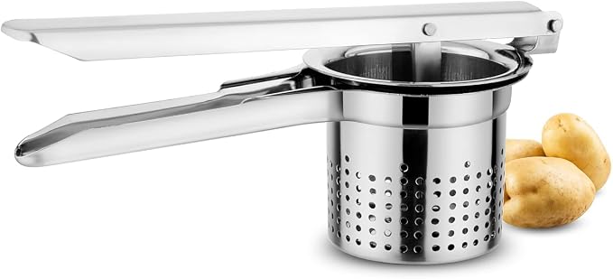 Stainless Steel Potato Masher & Ricer – Heavy-Duty Presser, Crusher & Squeezer – Ideal for Potatoes, Radishes, Vegetables – Ergonomic Handle, Easy to Clean Pack of 1 by Unknown