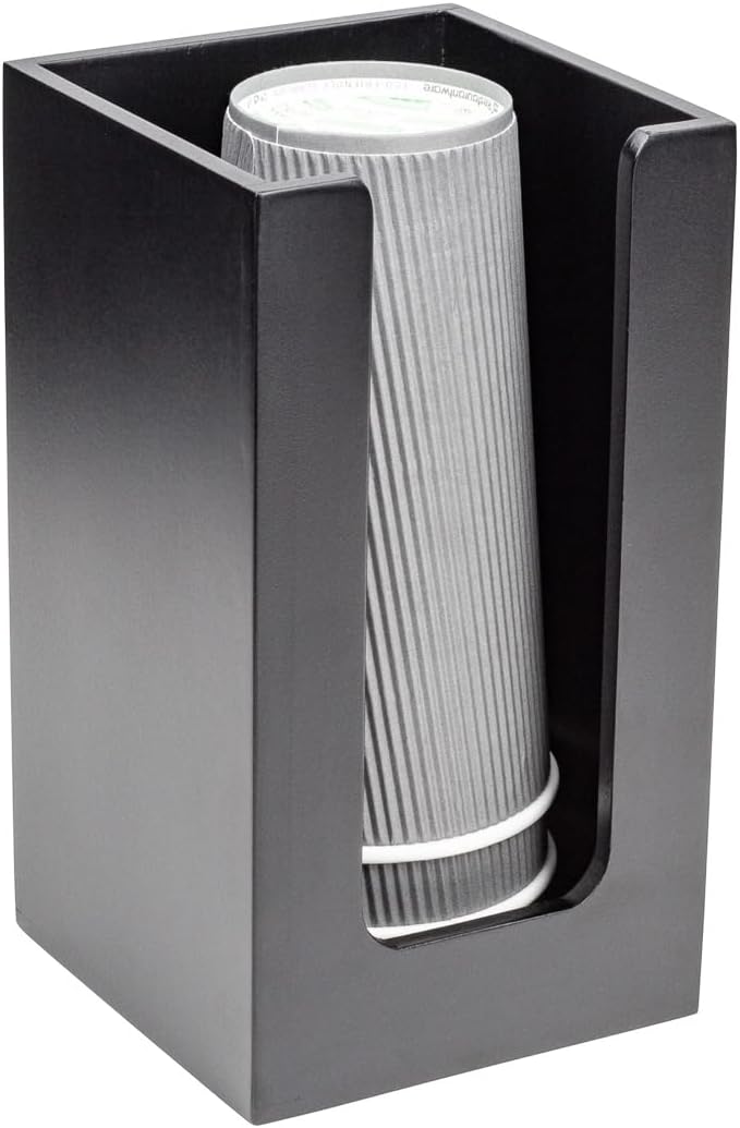 Restaurantware Coffee Cup Organizer 4.5 x 4.5 x 8 Inch Multipurpose Bamboo Holder Black Countertop Cup, Napkin, and Lid Organizer for Coffee Shops and Office Break Rooms by Restaurantware