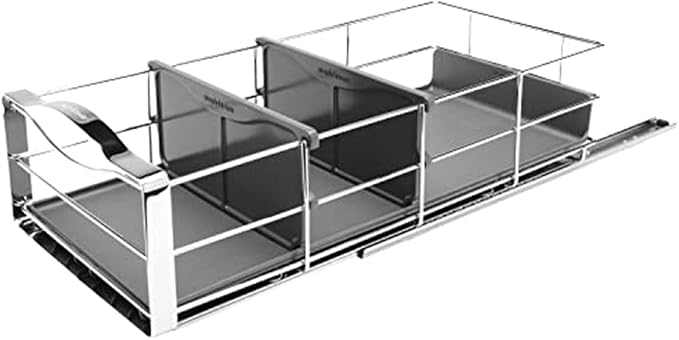 simplehuman 14 inch Pull-Out Cabinet Organizer, Heavy-Gauge Steel Frame, gray by Unknown