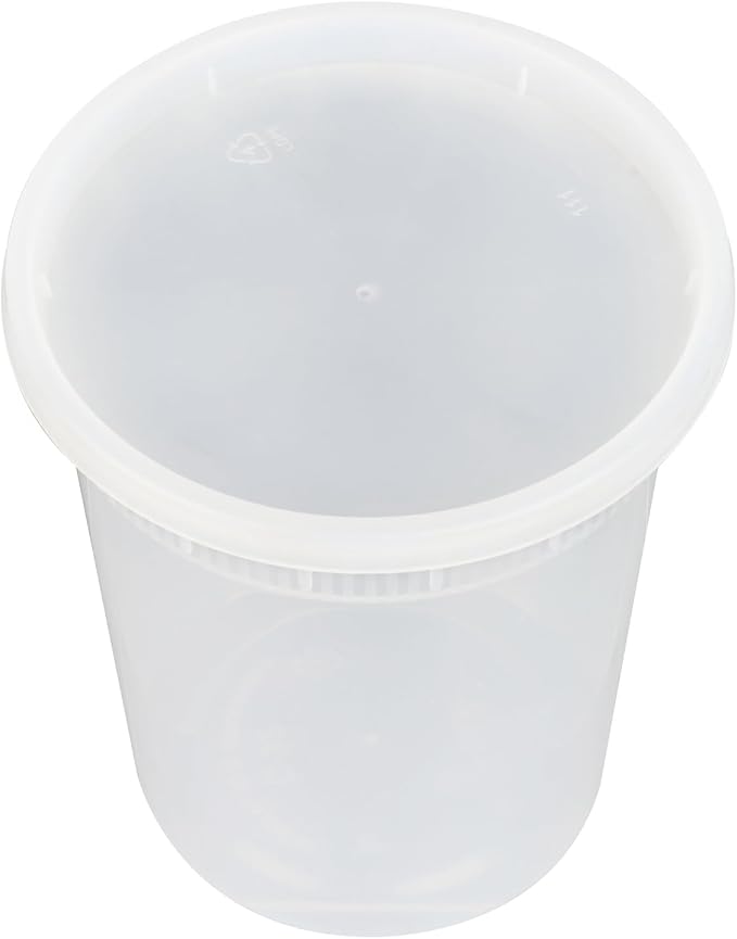 Asporto 32 Ounce To Go Boxes, 25 Microwavable Round Soup Containers - Clear Plastic Lids Included, Do Not Contain BPA, Clear Plastic Catering Food Containers, Disposable - Restaurantware by Restaurantware