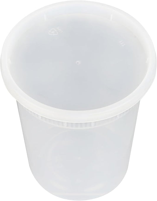 Asporto 32 Ounce To Go Boxes, 25 Microwavable Round Soup Containers - Clear Plastic Lids Included, Do Not Contain BPA, Clear Plastic Catering Food Containers, Disposable - Restaurantware by Restaurantware