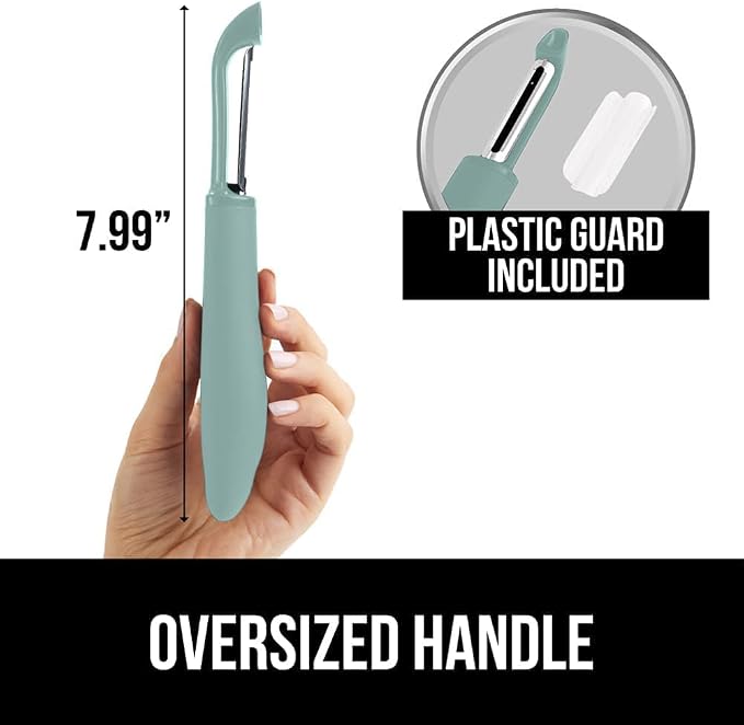 Gorilla Grip Silicone Oven Mitts Set of 2 and Vegetable Peeler, Both in Mint Color, Oven Mitts Have Soft Quilted Lining, Peeler Has Swivel Blade, 2 Item Bundle - Image 9