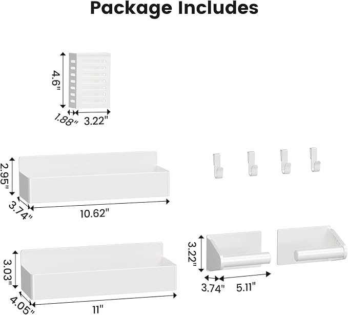 Mystozer Magnetic Spice Rack for Refrigerator,2 Pack Magnetic Shelf and 1Pack Paper Towel Holder and 1 Pack Utensils Rack,Fridge Organizers and Storage White(4 Pack) - Image 2