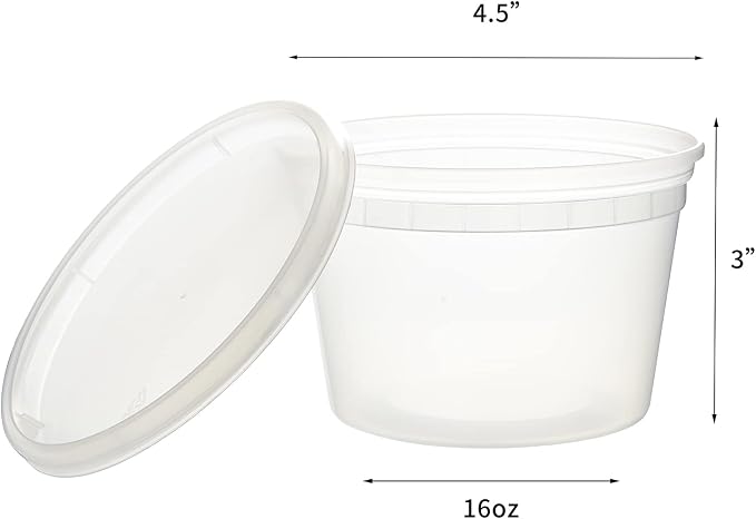 [48Set - 16oz.] Plastic Deli Food Storage Containers With Plastic Lids, Disposable togo containers for soup, Meal Prep, Slime | BPA Free | Stackable | Leakproof | Microwave | Dishwasher | Freezer Safe - Image 2