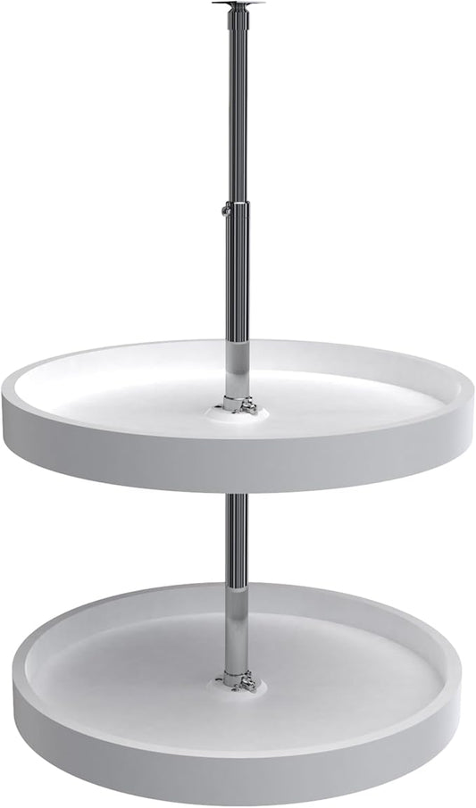 Rev-A-Shelf 20" Dual Full Circle Lazy Susan Organizer for Upper Corner Kitchen Cabinets, Plastic Home Storage 2 Tier Shelves, White, 6012-20-11-52 by Rev-A-Shelf
