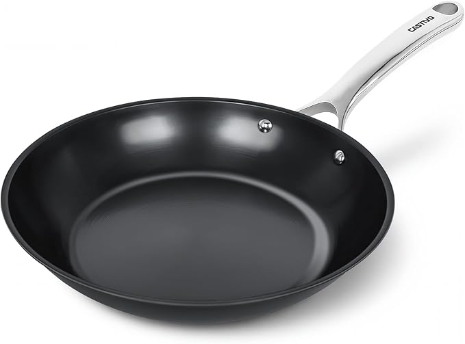 Carbon Steel Frying Pan 12" - Pre-Seasoned Carbon Steel Skillet, Lightweight, Natural Non-Stick, Induction Compatible by CASTIVO