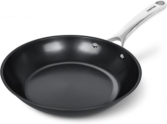 Carbon Steel Frying Pan 12" - Pre-Seasoned Carbon Steel Skillet, Lightweight, Natural Non-Stick, Induction Compatible by CASTIVO